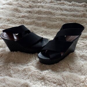 Donald J. Pliner Black Crisscross Wedges